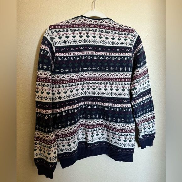 Vintage‎ Grandma Knit Floral Heart Mod Print Sweater Cardigan Sz M - Picture 5 of 6